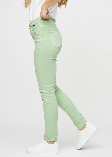 Slim-Jeans für Damen in Hellgrün, Farbe Mints. Seitenansicht an einem Model.
